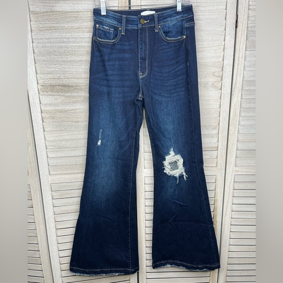 PETRA 153 Distressed Mid Rise Stretch Flare Jeans-11/29 - Picture 1 of 2